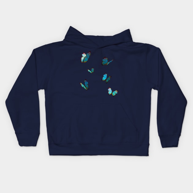 butterflies blue Kids Hoodie by CharlieCreator